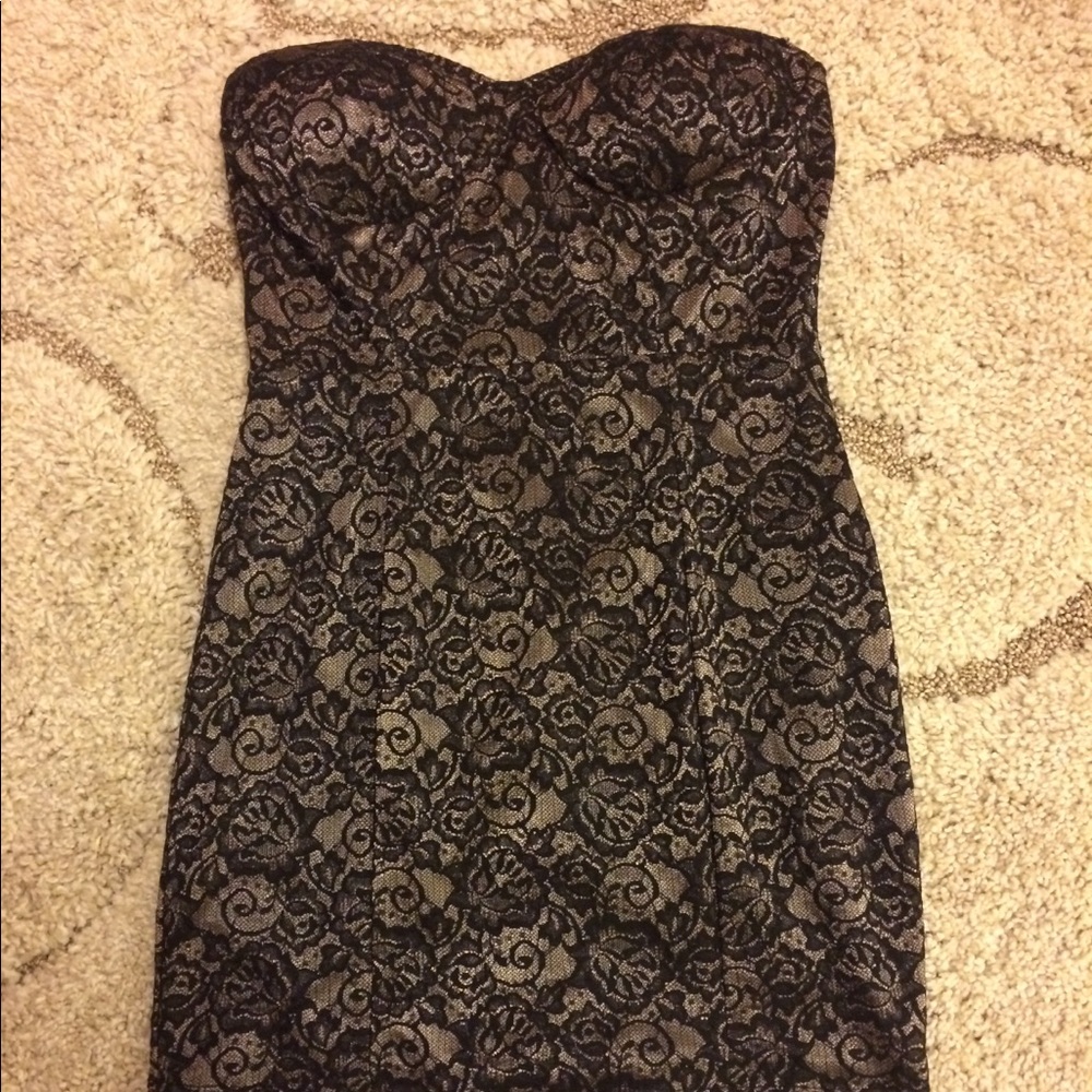 Gold and Black Lace Dress